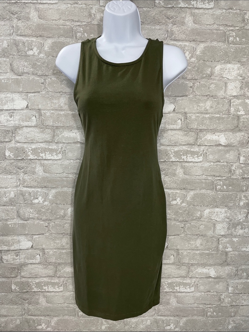 Audrey Olive Green Crisscross Back Sleeveless Tank Dress